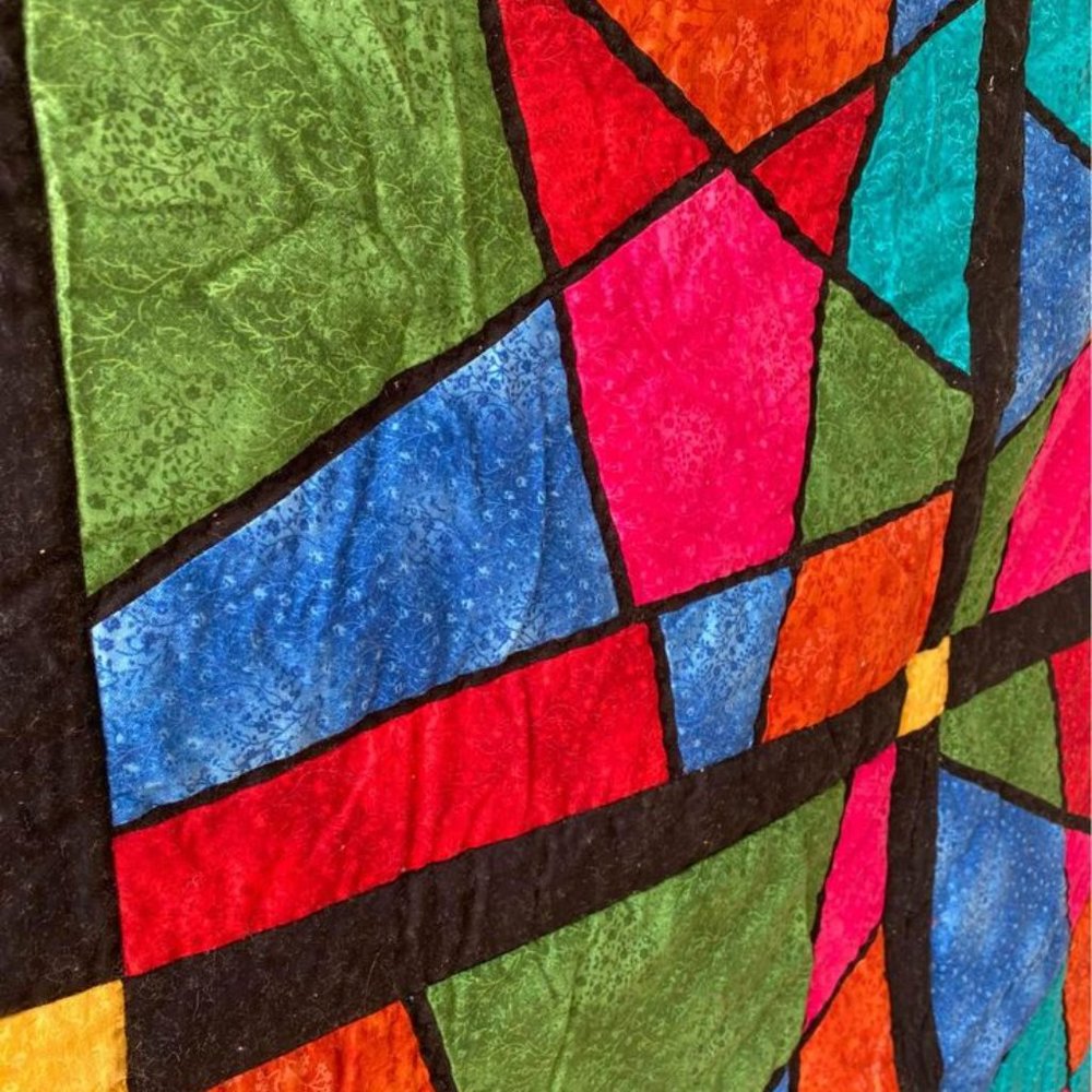 Lovingly Handmade Stained Glass Panel Quilt - Picture 3 of 4